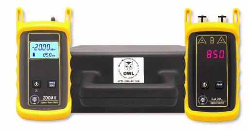 WaveTester meter and dual wavelength multimode source (850/1300nm) and built-in Visual Fault Locator