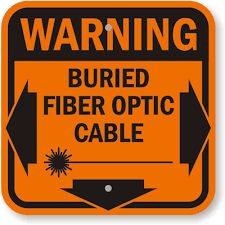 1 1/2 inch x 3 inch; (Temporary Warning: Buried Fiber Optic Cable Sign)