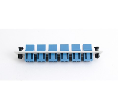 SC Duplex 6 Pack (Singlemode - Loaded) Off White w/Blue Adapters