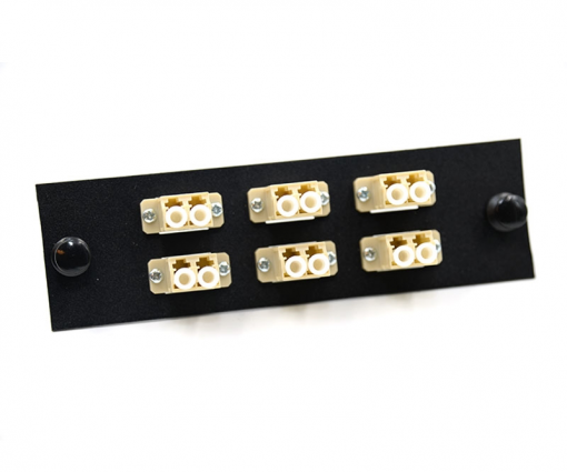 LC Duplex 6 Pack (Multimode) 12 Fibers, Black w/Beige Adapters