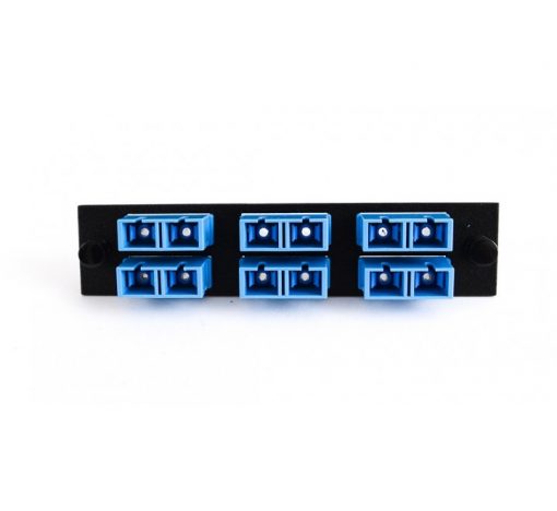 SC Duplex 6 Pack (Singlemode - Loaded) Black w/Blue Adapters