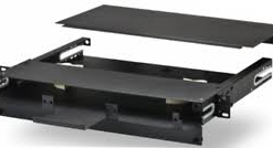 1U Strip Panel (empty) w/rear management Holds 3 Adapter Plates, Gray