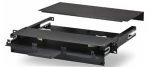 1U Strip Panel (empty) w/rear management Holds 3 Adapter Plates, Gray