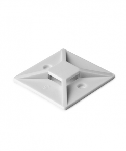 Cable Tie Mounting Bases, Rubber Based Adhesive, T18 through T50 Cable tie series, White, 10/Package
