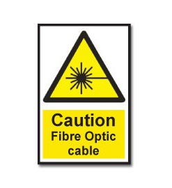 1 1/2 inch x 3 inch; (Temporary Warning: Fiber Optic Cable Sign)