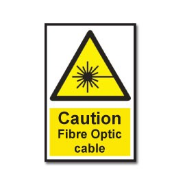 1 1/2 inch x 3 inch; (Temporary Warning: Fiber Optic Cable Sign)