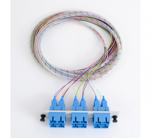 6 Duplex Adapters, SC/UPC, 12 Fiber Pigtail, Singlemode, 3 Meters