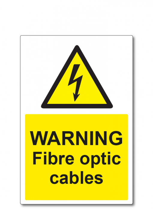 3 inch x 6 inch; (Temporary Warning: Fiber Optic Cable Sign)