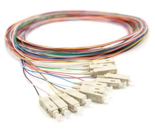 6 Adapters, SC/PC 6 Fiber Pigtail, 50/125, 3 Meters