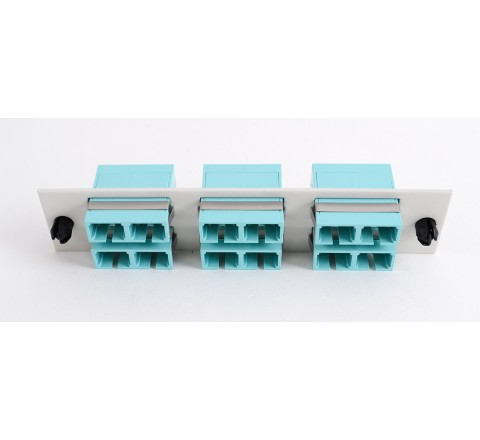 SC Duplex 6 Pack (Multimode - 10 Gig Loaded) Off White w/Aqua Adapters