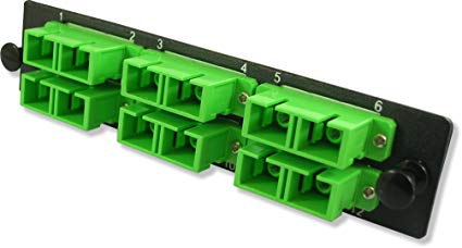 LC Duplex 6 Pack (APC Singlemode) 12 Fibers, Off White w/Green Adapters