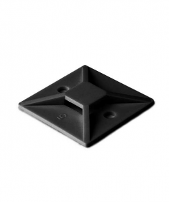 Cable Tie Mounting Bases, Rubber Based Adhesive, T18 through T50 Cable tie series, Black, 10/Package