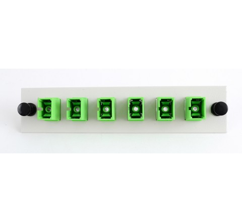SC 6 Pack (APC Singlemode - Loaded) Off White Panel w/Green Adapters