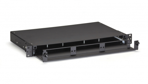 2U Strip Panel (empty) w/rear management Holds 6 Adapter Plates, Gray