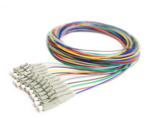 900um Pigtail, 12 Fiber, Multimode 62.5um OM1, LC/PC, Beige Boots, 3 Meters
